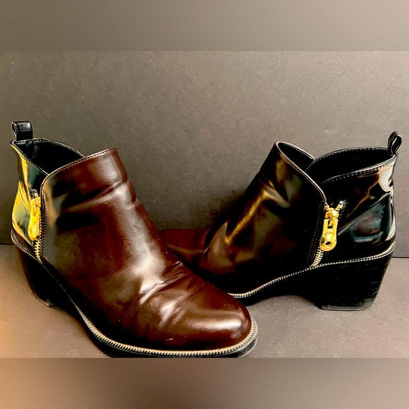 Zara Trafuluc boots with gold zippers. 2 Tone Black & Expresso, classic beauty - Picture 4 of 11